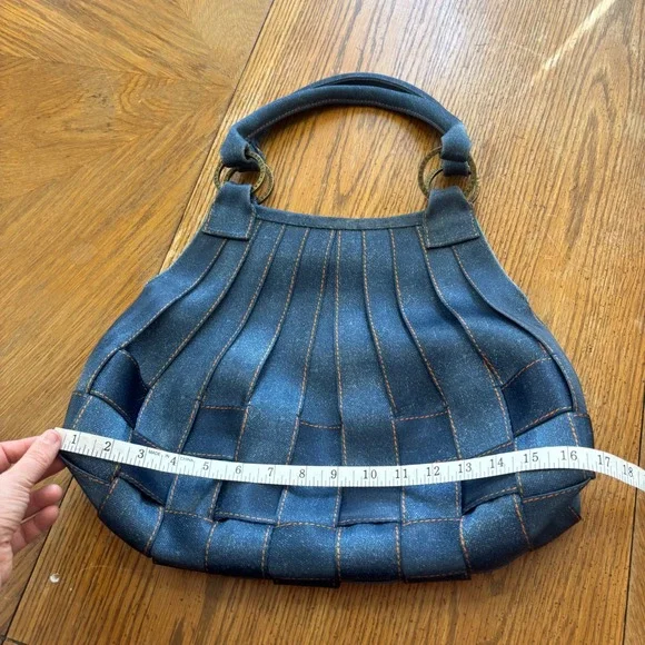 Harvey's Seatbelt Bag Stella Denim Blue Indigo Teardrop Curved Shape Satchel Bag - Picture 5 of 14